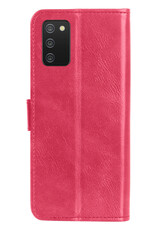 NoXx Hoes Geschikt voor Samsung A02s Hoesje Book Case Hoes Flip Cover Wallet Bookcase Met 2x Screenprotector - Donkerroze