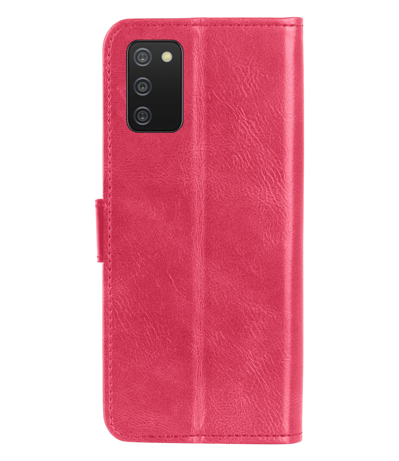 NoXx Hoes Geschikt voor Samsung A02s Hoesje Book Case Hoes Flip Cover Wallet Bookcase Met 2x Screenprotector - Donkerroze