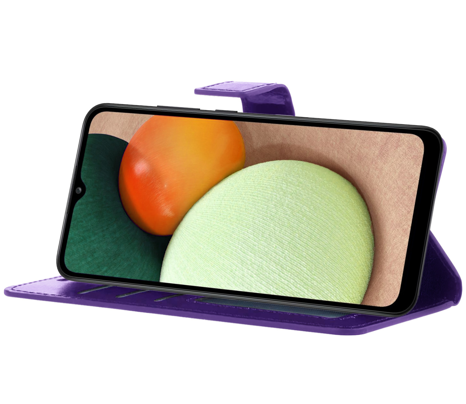 Nomfy Hoesje Geschikt voor Samsung A02s Hoes Bookcase Flipcase Book Cover Met Screenprotector - Hoes Geschikt voor Samsung Galaxy A02s Hoesje Book Case - Paars