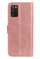 Nomfy Hoesje Geschikt voor Samsung A02s Hoes Bookcase Flipcase Book Cover Met Screenprotector - Hoes Geschikt voor Samsung Galaxy A02s Hoesje Book Case - Rosé goud