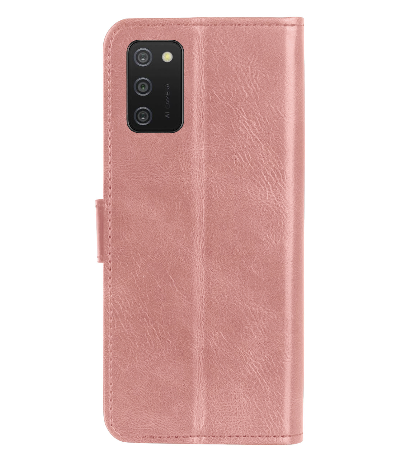 Nomfy Hoesje Geschikt voor Samsung A02s Hoes Bookcase Flipcase Book Cover Met Screenprotector - Hoes Geschikt voor Samsung Galaxy A02s Hoesje Book Case - Rosé goud