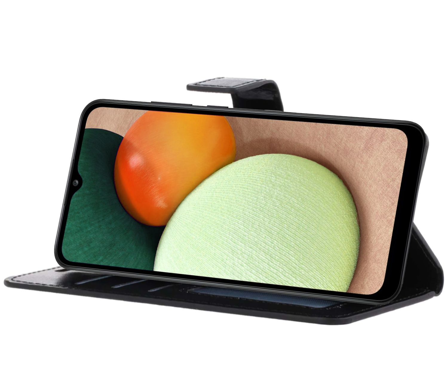Nomfy Hoesje Geschikt voor Samsung A02s Hoes Bookcase Flipcase Book Cover Met Screenprotector - Hoes Geschikt voor Samsung Galaxy A02s Hoesje Book Case - Zwart