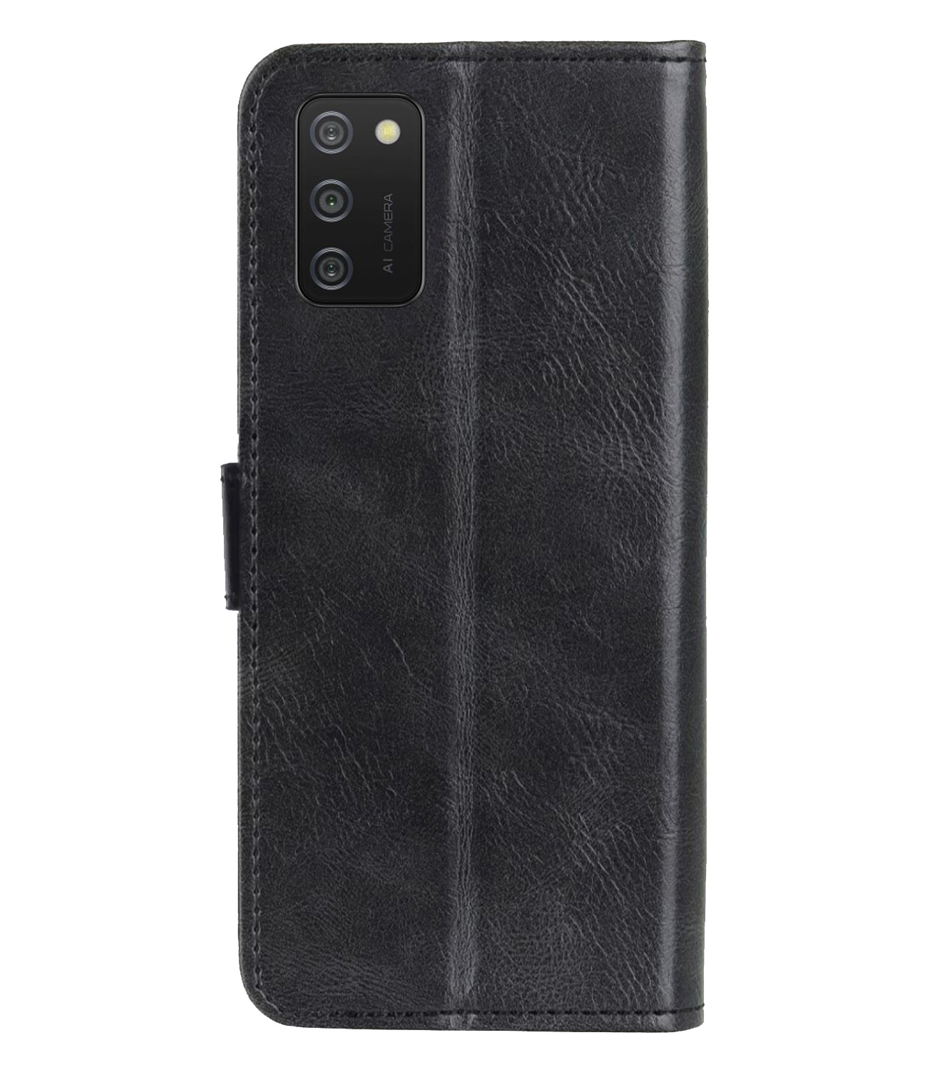 Nomfy Hoesje Geschikt voor Samsung A02s Hoes Bookcase Flipcase Book Cover Met Screenprotector - Hoes Geschikt voor Samsung Galaxy A02s Hoesje Book Case - Zwart