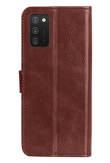 Nomfy Hoesje Geschikt voor Samsung A02s Hoes Bookcase Flipcase Book Cover Met 2x Screenprotector - Hoes Geschikt voor Samsung Galaxy A02s Hoesje Book Case - Bruin