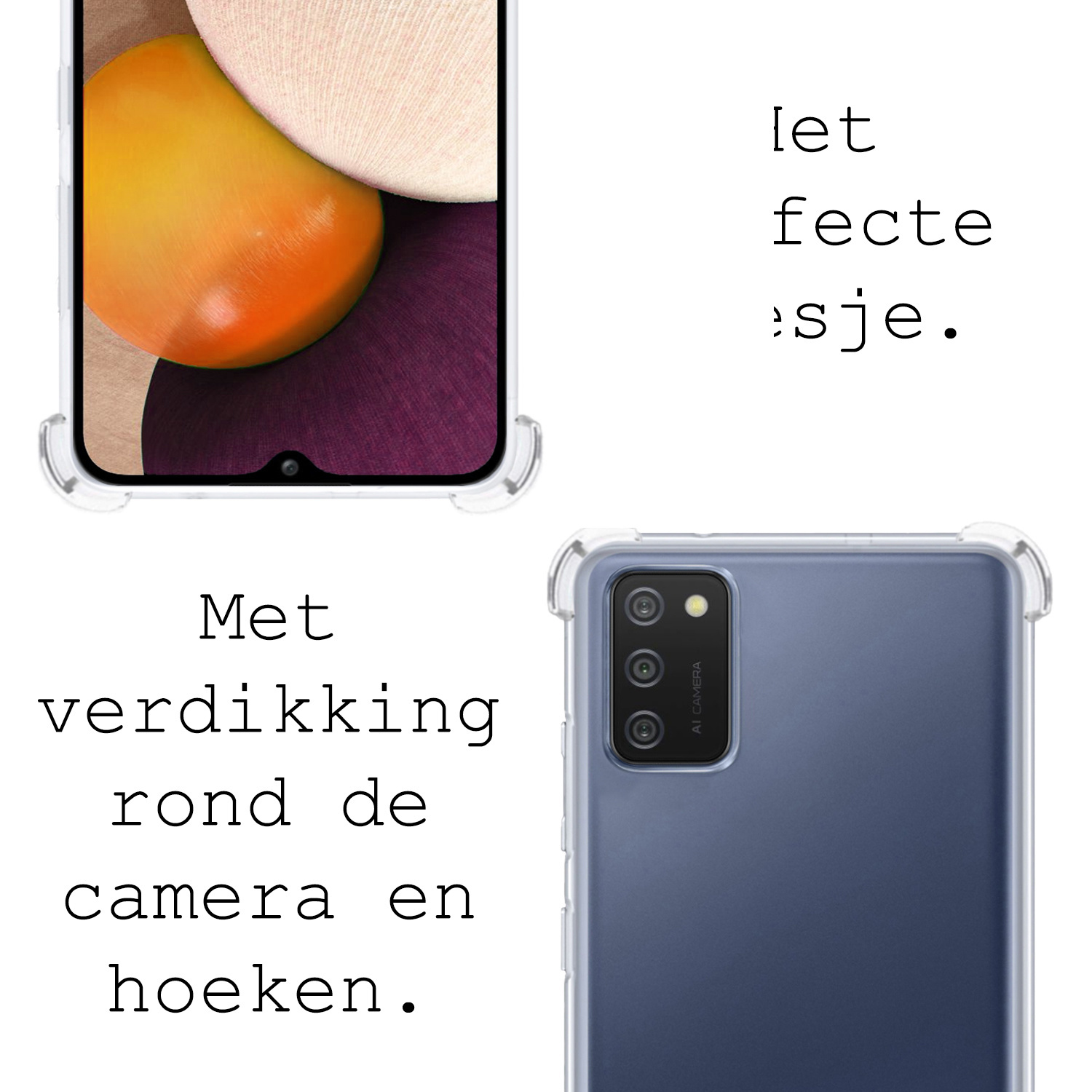 BASEY. Hoes Geschikt voor Samsung A03s Hoesje Shock Proof Case Hoes Siliconen Met Screenprotector - Hoesje Geschikt voor Samsung Galaxy A03s Hoes Cover Shockproof - Transparant