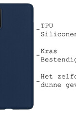 BASEY. Hoes Geschikt voor Samsung A03s Hoesje Siliconen Back Cover Case Met Screenprotector - Hoesje Geschikt voor Samsung Galaxy A03s Hoes Cover Hoesje - Donkerblauw