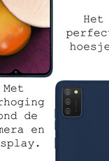 BASEY. Hoes Geschikt voor Samsung A03s Hoesje Siliconen Back Cover Case Met Screenprotector - Hoesje Geschikt voor Samsung Galaxy A03s Hoes Cover Hoesje - Donkerblauw