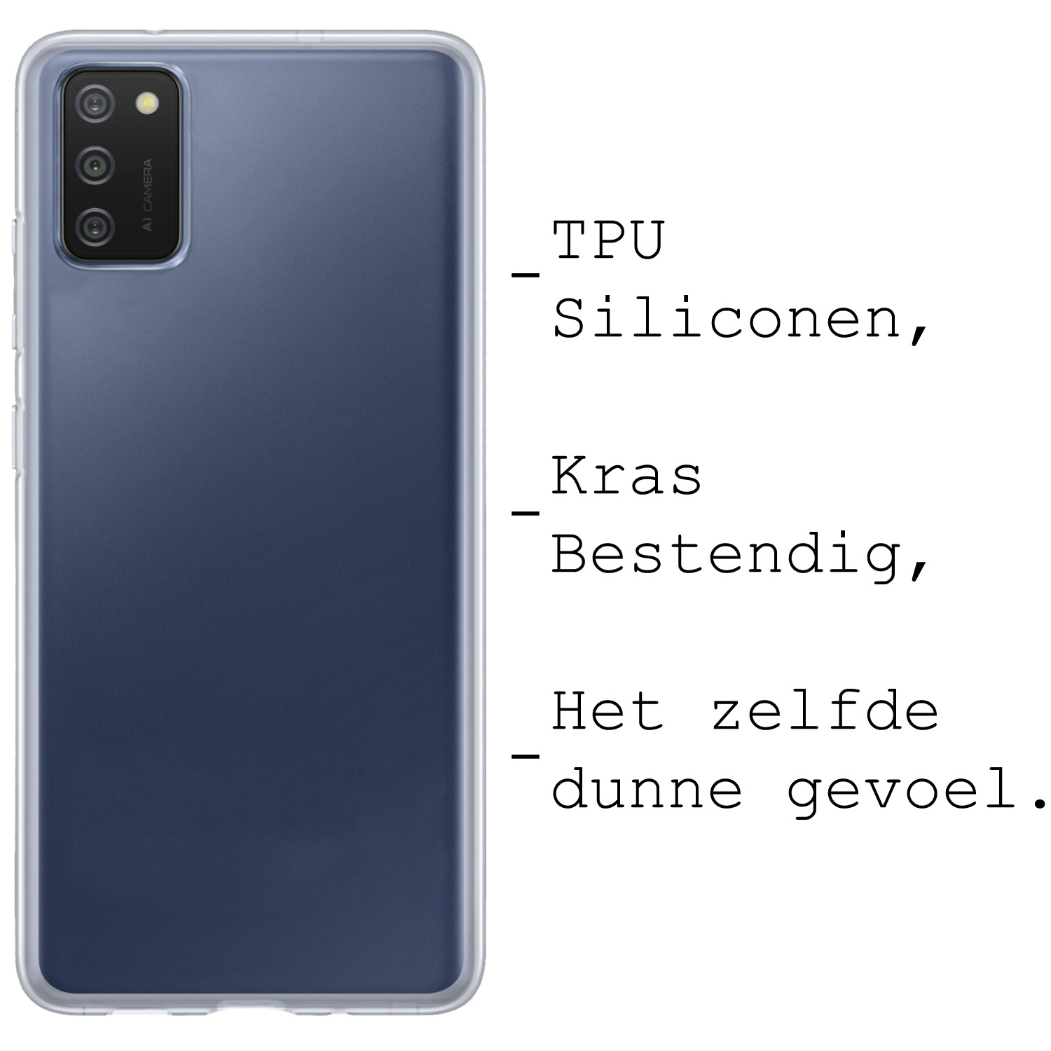 BASEY. Hoes Geschikt voor Samsung A03s Hoesje Siliconen Back Cover Case Met Screenprotector - Hoesje Geschikt voor Samsung Galaxy A03s Hoes Cover Hoesje - Transparant