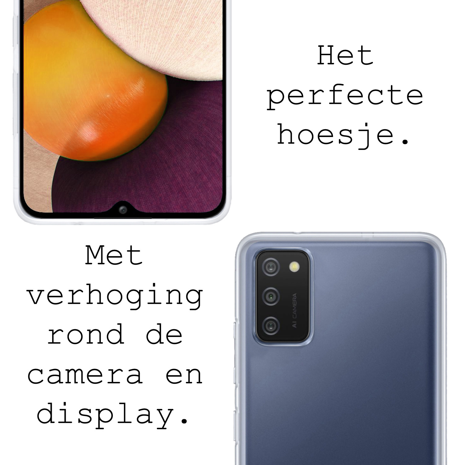 BASEY. Hoes Geschikt voor Samsung A03s Hoesje Siliconen Back Cover Case Met Screenprotector - Hoesje Geschikt voor Samsung Galaxy A03s Hoes Cover Hoesje - Transparant