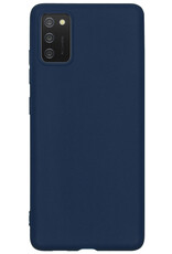 BASEY. Samsung Galaxy A03s Hoesje Siliconen Met 2x Screenprotector - Samsung Galaxy A03s Case Hoes Met 2x Screenprotector - Donker Blauw