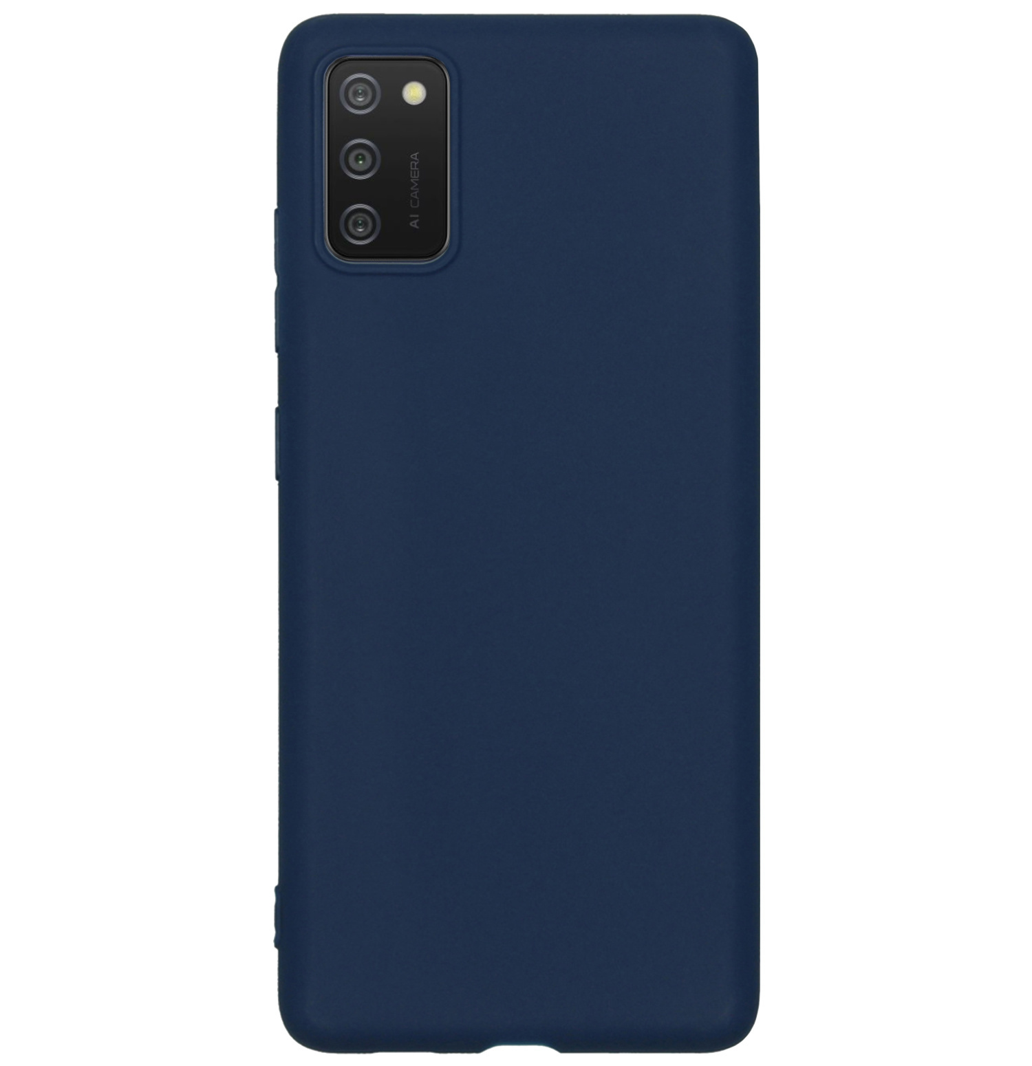 BASEY. Samsung Galaxy A03s Hoesje Siliconen Met 2x Screenprotector - Samsung Galaxy A03s Case Hoes Met 2x Screenprotector - Donker Blauw