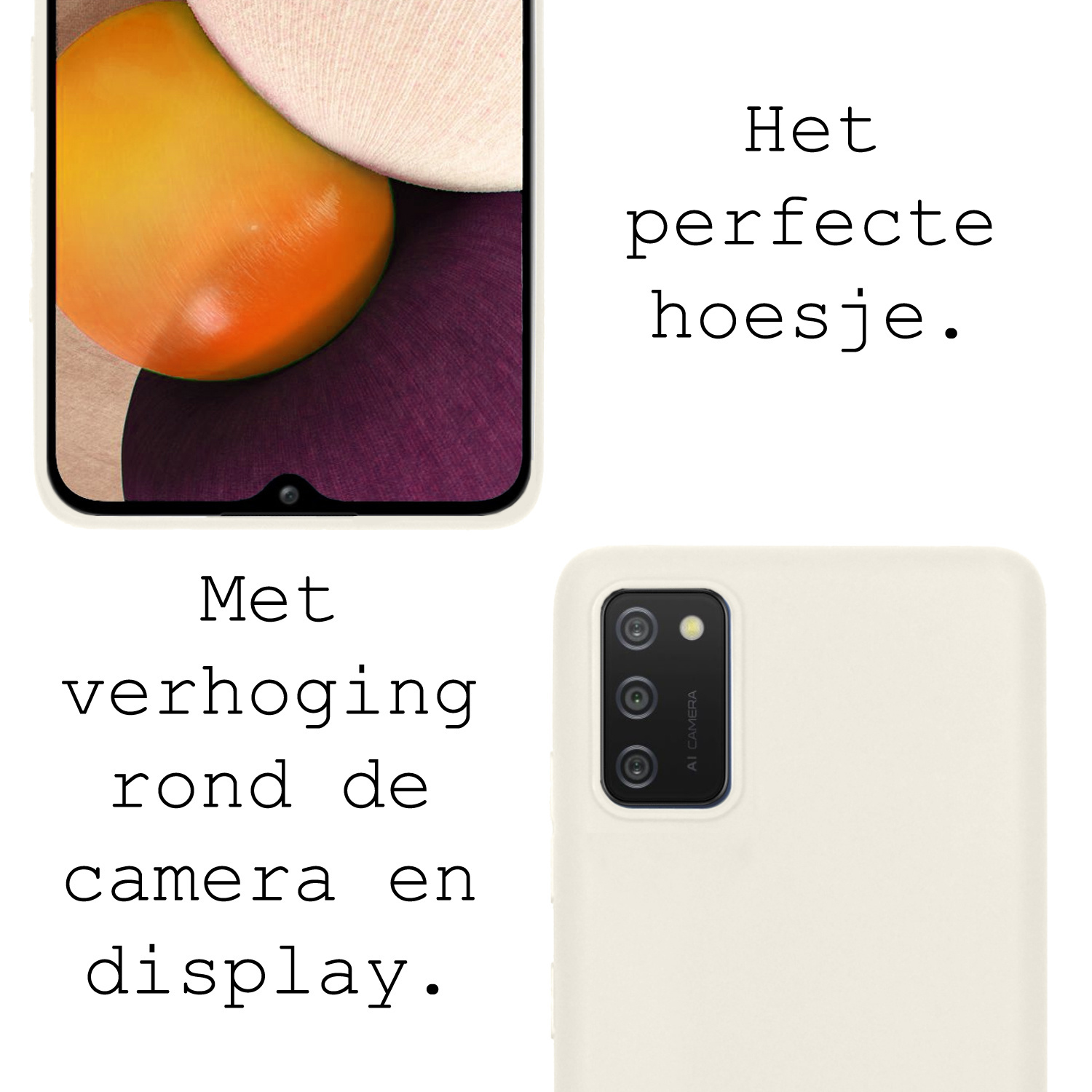 BASEY. Hoes Geschikt voor Samsung A03s Hoesje Siliconen Back Cover Case Met 2x Screenprotector - Hoesje Geschikt voor Samsung Galaxy A03s Hoes Cover Hoesje - Wit