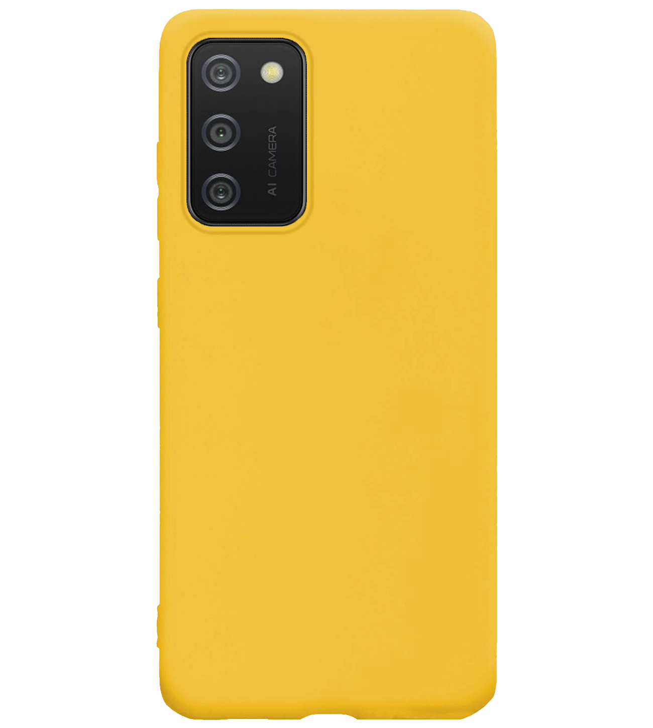 NoXx Hoes Geschikt voor Samsung A03s Hoesje Cover Siliconen Back Case Hoes Met Screenprotector - Geel