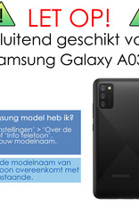 NoXx Samsung Galaxy A03s Hoesje Siliconen Back Cover Case Met 2x Screenprotector - Samsung Galaxy A03s Hoes Silicone Case Hoesje - Lila