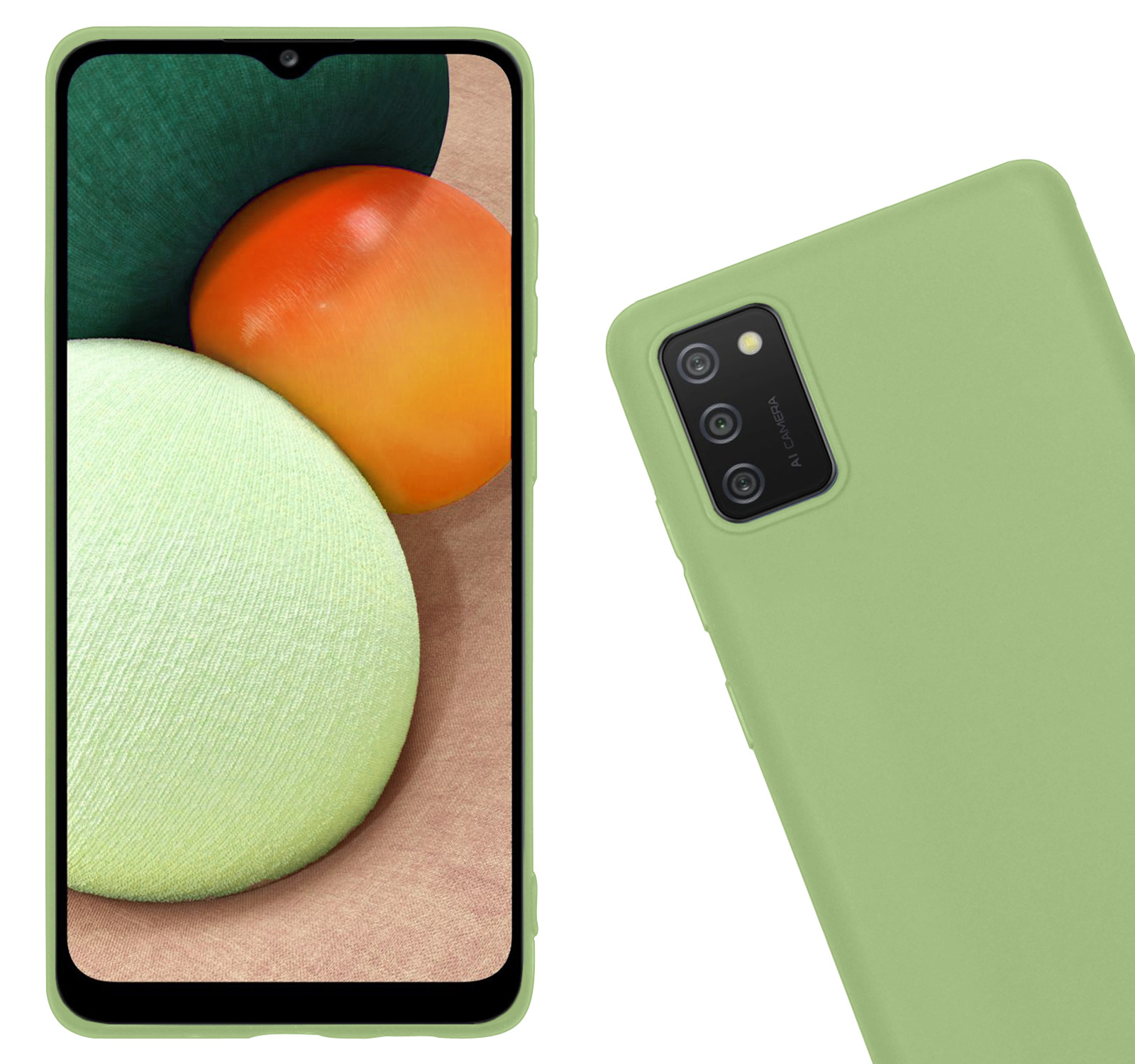 Nomfy Hoesje Geschikt voor Samsung A03s Hoesje Siliconen Cover Case Met 2x Screenprotector - Hoes Geschikt voor Samsung Galaxy A03s Hoes Back Case - Groen