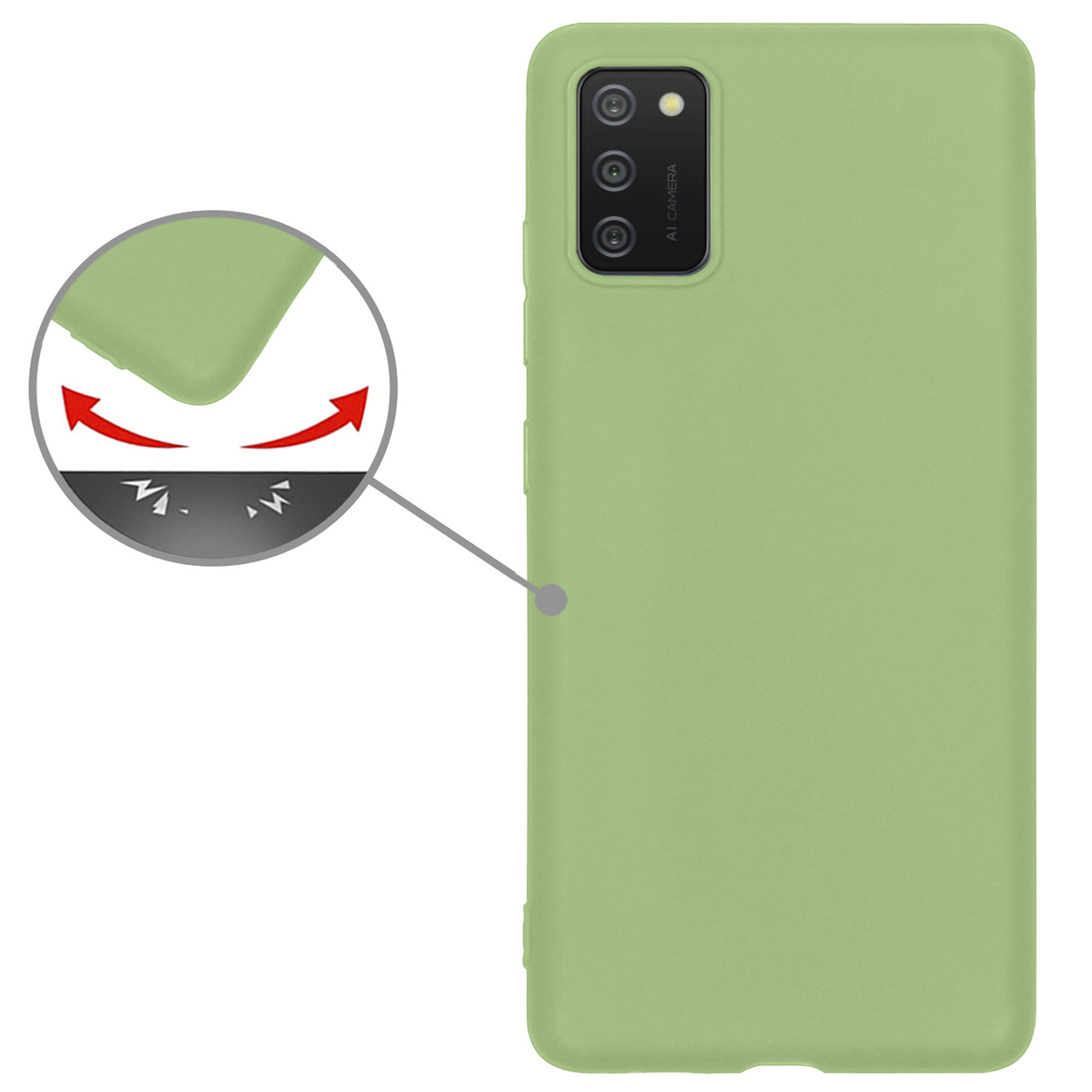 Nomfy Hoesje Geschikt voor Samsung A03s Hoesje Siliconen Cover Case Met 2x Screenprotector - Hoes Geschikt voor Samsung Galaxy A03s Hoes Back Case - Groen