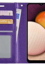 BASEY. Hoes Geschikt voor Samsung A03s Hoesje Bookcase Hoes Flip Case Book Cover Met Screenprotector - Hoesje Geschikt voor Samsung Galaxy A03s Hoes Book Case Hoesje - Paars