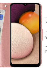 BASEY. Hoes Geschikt voor Samsung A03s Hoesje Bookcase Hoes Flip Case Book Cover Met Screenprotector - Hoesje Geschikt voor Samsung Galaxy A03s Hoes Book Case Hoesje - Rosé goud