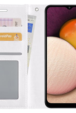 BASEY. Hoes Geschikt voor Samsung A03s Hoesje Bookcase Hoes Flip Case Book Cover Met Screenprotector - Hoesje Geschikt voor Samsung Galaxy A03s Hoes Book Case Hoesje - Wit