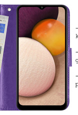 BASEY. Hoes Geschikt voor Samsung A03s Hoesje Bookcase Hoes Flip Case Book Cover Met 2x Screenprotector - Hoesje Geschikt voor Samsung Galaxy A03s Hoes Book Case Hoesje - Paars