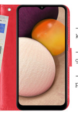 BASEY. Hoes Geschikt voor Samsung A03s Hoesje Bookcase Hoes Flip Case Book Cover Met 2x Screenprotector - Hoesje Geschikt voor Samsung Galaxy A03s Hoes Book Case Hoesje - Rood