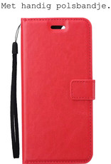 BASEY. Hoes Geschikt voor Samsung A03s Hoesje Bookcase Hoes Flip Case Book Cover Met 2x Screenprotector - Hoesje Geschikt voor Samsung Galaxy A03s Hoes Book Case Hoesje - Rood