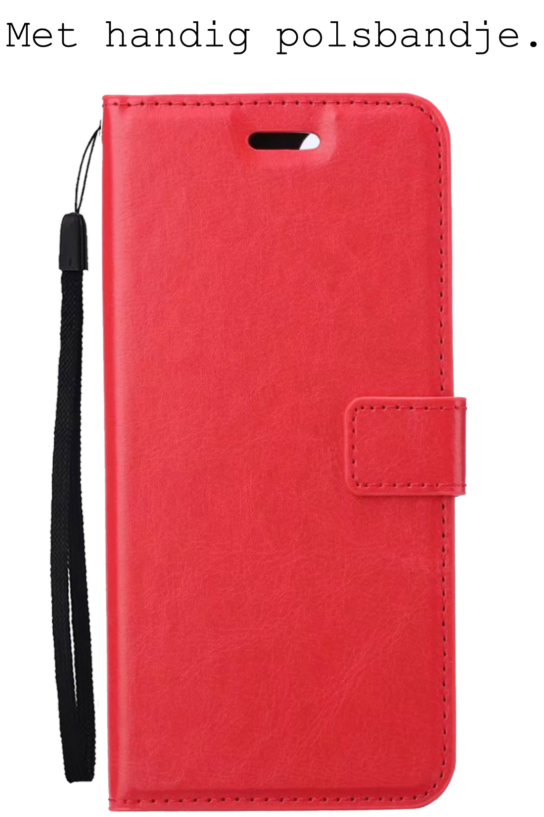 BASEY. Hoes Geschikt voor Samsung A03s Hoesje Bookcase Hoes Flip Case Book Cover Met 2x Screenprotector - Hoesje Geschikt voor Samsung Galaxy A03s Hoes Book Case Hoesje - Rood
