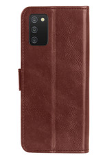 NoXx Hoes Geschikt voor Samsung A03s Hoesje Book Case Hoes Flip Cover Wallet Bookcase Met 2x Screenprotector - Bruin