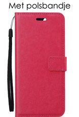NoXx Samsung Galaxy A03s Hoesje Book Case Hoes Flip Cover Bookcase Donkerroze Met 2x Screenprotector