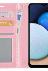 NoXx Samsung Galaxy A03s Hoesje Book Case Hoes Flip Cover Bookcase Lichtroze Met 2x Screenprotector