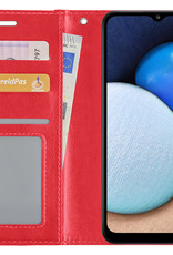 NoXx Hoes Geschikt voor Samsung A03s Hoesje Book Case Hoes Flip Cover Wallet Bookcase Met 2x Screenprotector - Rood