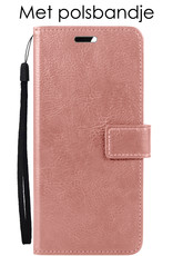 NoXx Hoes Geschikt voor Samsung A03s Hoesje Book Case Hoes Flip Cover Wallet Bookcase Met 2x Screenprotector - Rosé goud