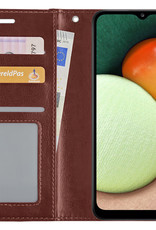 Nomfy Hoesje Geschikt voor Samsung A03s Hoes Bookcase Flipcase Book Cover Met Screenprotector - Hoes Geschikt voor Samsung Galaxy A03s Hoesje Book Case - Bruin