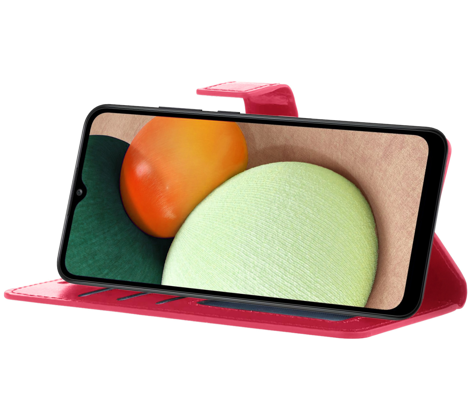 Nomfy Hoesje Geschikt voor Samsung A03s Hoes Bookcase Flipcase Book Cover Met Screenprotector - Hoes Geschikt voor Samsung Galaxy A03s Hoesje Book Case - Donkerroze