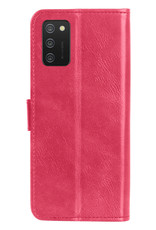 Nomfy Hoesje Geschikt voor Samsung A03s Hoes Bookcase Flipcase Book Cover Met Screenprotector - Hoes Geschikt voor Samsung Galaxy A03s Hoesje Book Case - Donkerroze