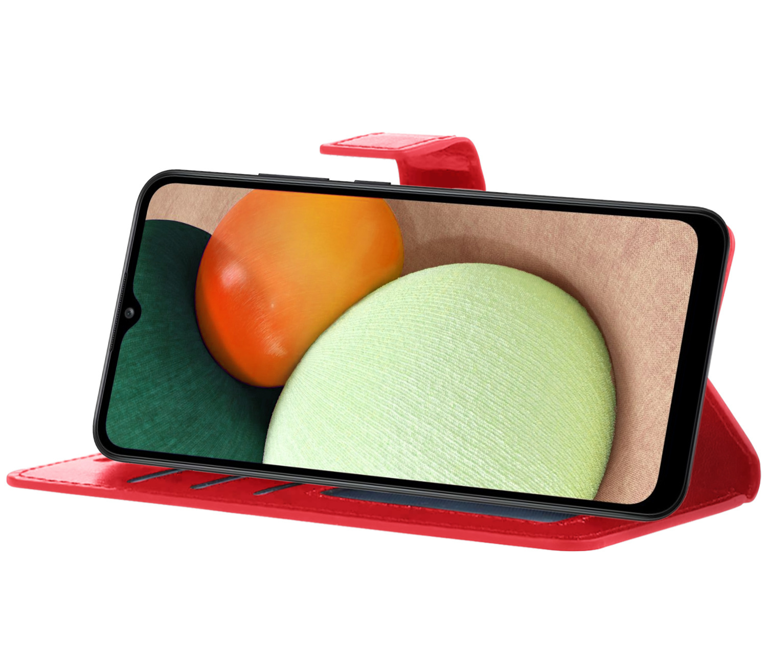 Nomfy Hoesje Geschikt voor Samsung A03s Hoes Bookcase Flipcase Book Cover Met Screenprotector - Hoes Geschikt voor Samsung Galaxy A03s Hoesje Book Case - Rood