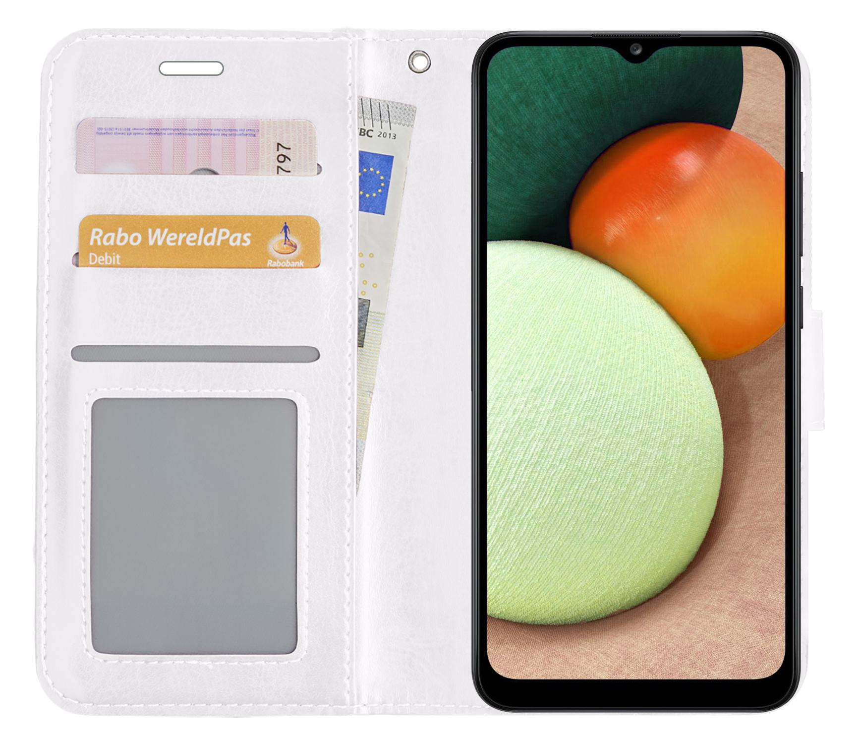 Nomfy Hoesje Geschikt voor Samsung A03s Hoes Bookcase Flipcase Book Cover Met Screenprotector - Hoes Geschikt voor Samsung Galaxy A03s Hoesje Book Case - Wit