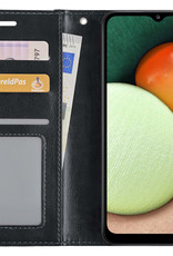 Nomfy Hoesje Geschikt voor Samsung A03s Hoes Bookcase Flipcase Book Cover Met Screenprotector - Hoes Geschikt voor Samsung Galaxy A03s Hoesje Book Case - Zwart