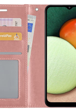 Nomfy Hoesje Geschikt voor Samsung A03s Hoes Bookcase Flipcase Book Cover Met 2x Screenprotector - Hoes Geschikt voor Samsung Galaxy A03s Hoesje Book Case - Rosé goud