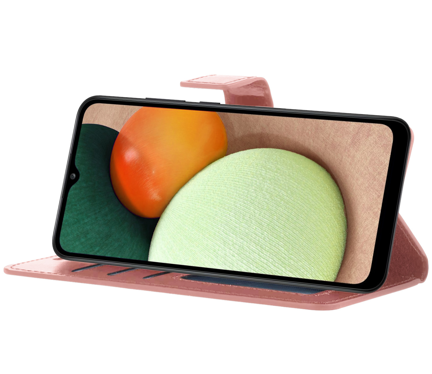 Nomfy Hoesje Geschikt voor Samsung A03s Hoes Bookcase Flipcase Book Cover Met 2x Screenprotector - Hoes Geschikt voor Samsung Galaxy A03s Hoesje Book Case - Rosé goud