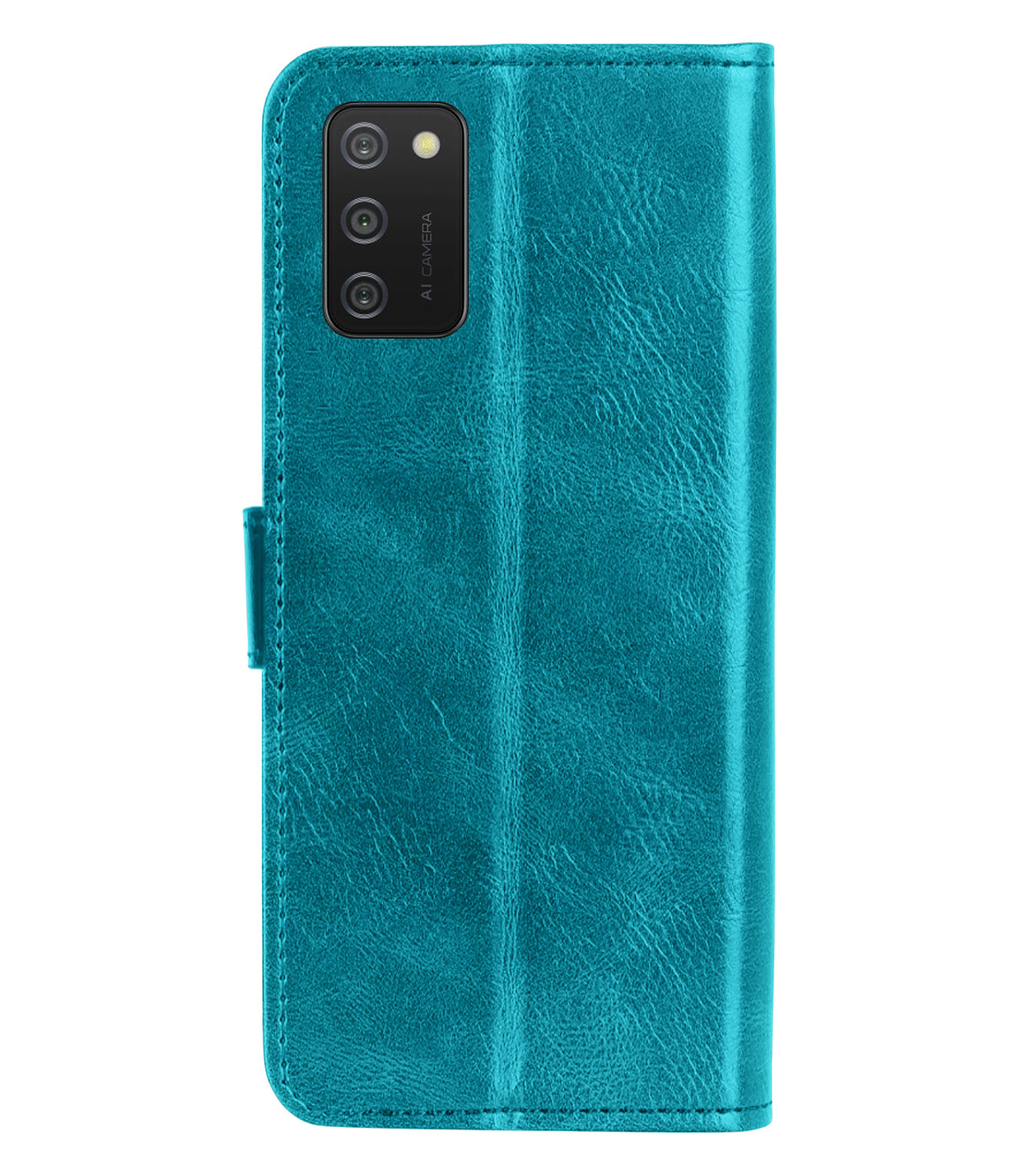 Nomfy Hoesje Geschikt voor Samsung A03s Hoes Bookcase Flipcase Book Cover Met 2x Screenprotector - Hoes Geschikt voor Samsung Galaxy A03s Hoesje Book Case - Turquoise