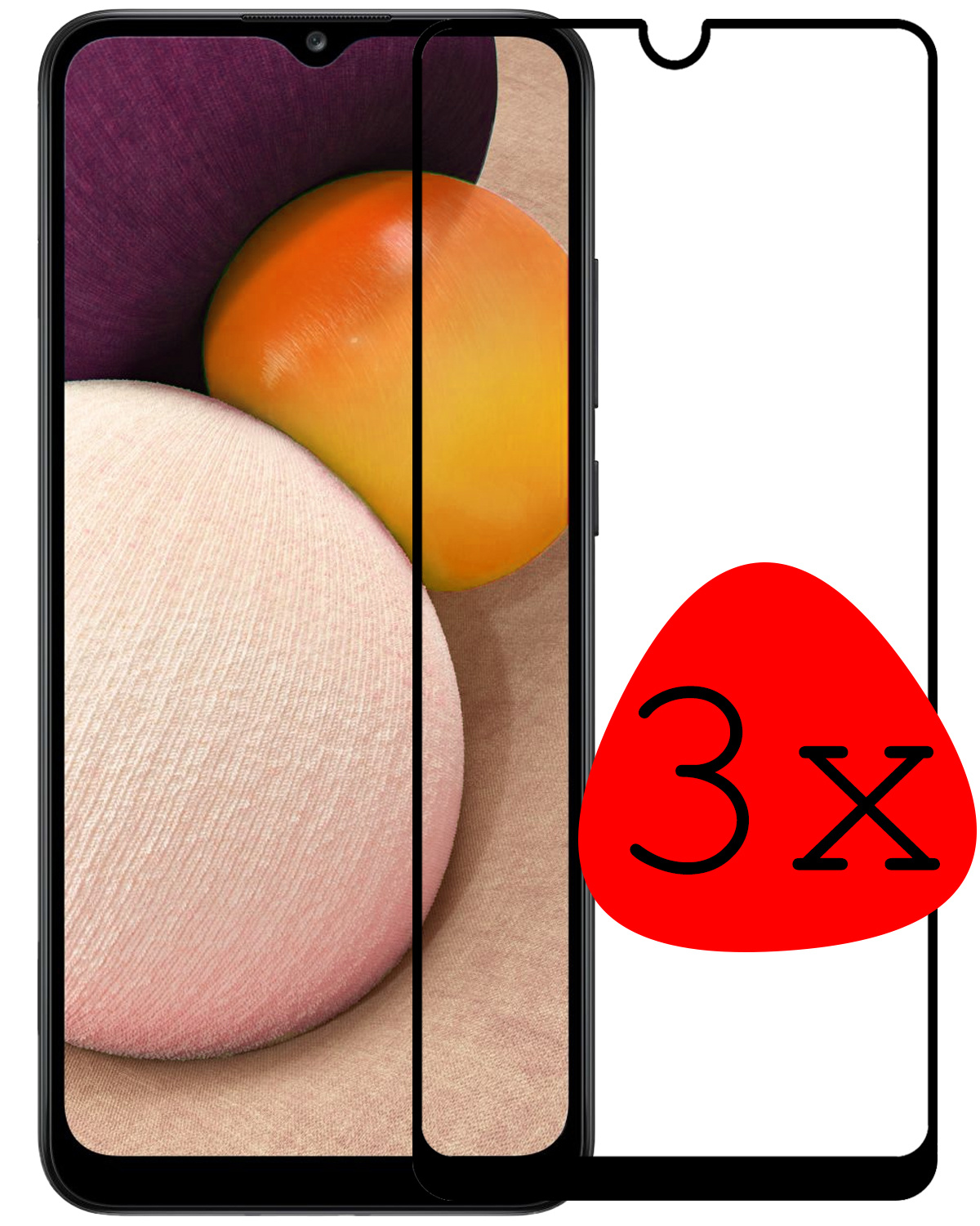 BASEY. Screenprotector Geschikt voor Samsung A02s Screenprotector Beschermglas Full Cover - Screenprotector Geschikt voor Samsung Galaxy A02s Screen Protector Full Cover - 3 Stuks