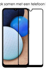 NoXx Screenprotector Geschikt voor Samsung A02s Screenprotector Tempered Glass Gehard Glas Full Cover