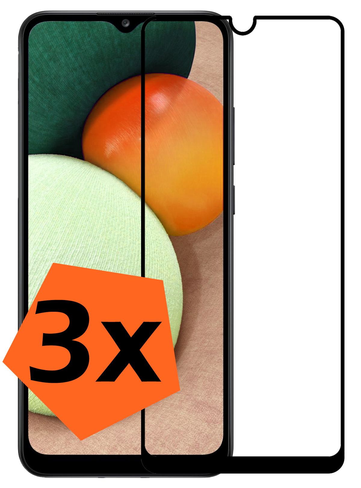 Nomfy Screenprotector Geschikt voor Samsung A02s Screenprotector Bescherm Glas - Screenprotector Geschikt voor Samsung Galaxy A02s Screen Protector Tempered Glass Full Screen Full Cover - 3 PACK