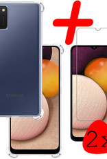 BASEY. Hoes Geschikt voor Samsung A02s Hoesje Shock Proof Case Hoes Siliconen Met 2x Screenprotector - Hoesje Geschikt voor Samsung Galaxy A02s Hoes Cover Shockproof - Transparant