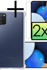 NoXx Hoes Geschikt voor Samsung A02s Hoesje Siliconen Cover Shock Proof Back Case Shockproof Hoes Met 2x Screenprotector - Transparant