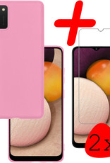 BASEY. Hoes Geschikt voor Samsung A02s Hoesje Siliconen Back Cover Case Met 2x Screenprotector - Hoesje Geschikt voor Samsung Galaxy A02s Hoes Cover Hoesje - Rood