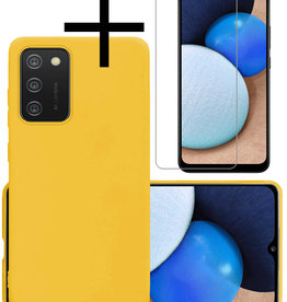 NoXx NoXx Samsung Galaxy A02s Hoesje Siliconen Met Screenprotector - Geel