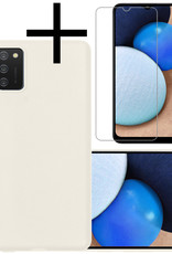NoXx Hoes Geschikt voor Samsung A02s Hoesje Cover Siliconen Back Case Hoes Met Screenprotector - Wit