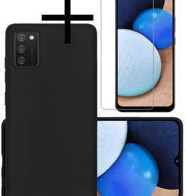 NoXx NoXx Samsung Galaxy A02s Hoesje Siliconen Met Screenprotector - Zwart